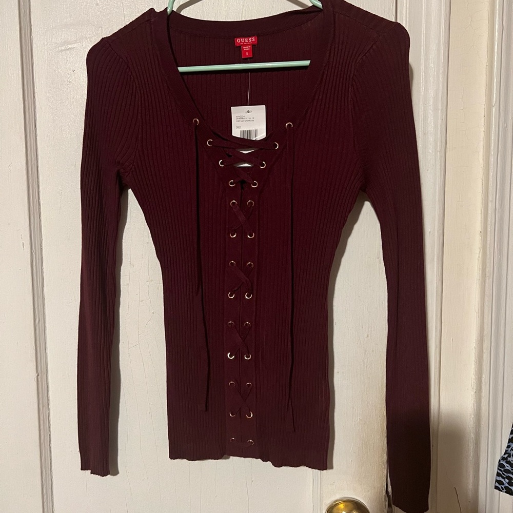 GUESS Cody Lace Up Sweater